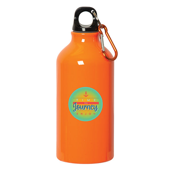 Orange Aluminum Water Bottle With Carabiner