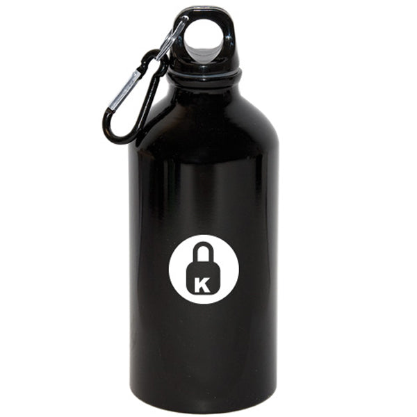 Black Aluminum Water Bottle With Carabiner