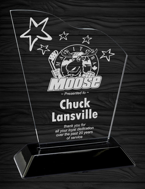 6¾" Clear Snap-In Wave Award – Engraved