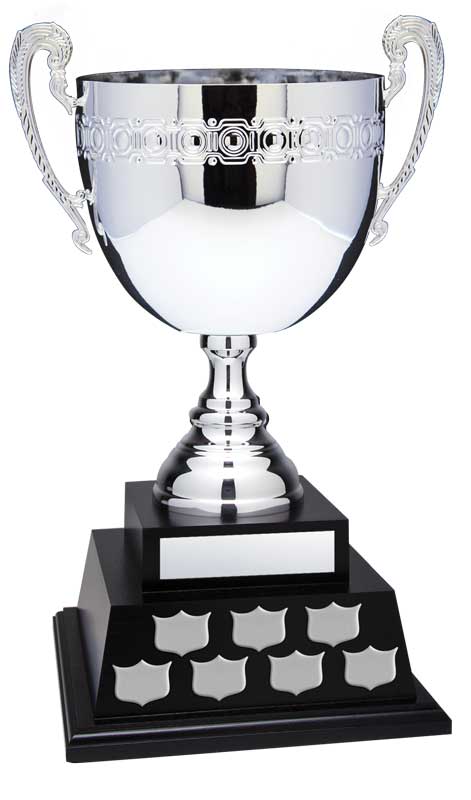 22″ Annual Cup w Handles, Silver on Black Annual Base