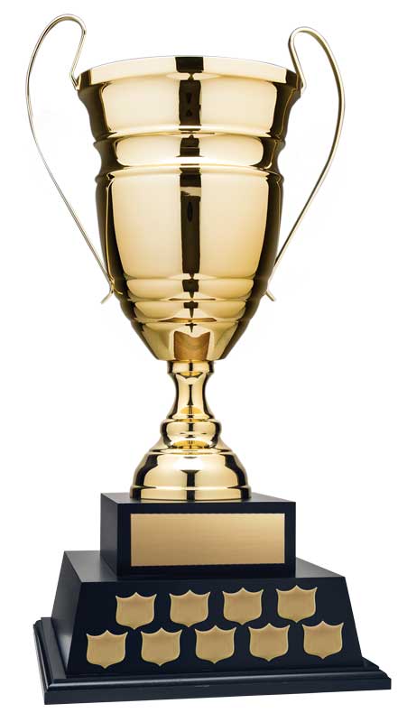 26″ Annual Cup, Gold on 2 Tier Wooden Base