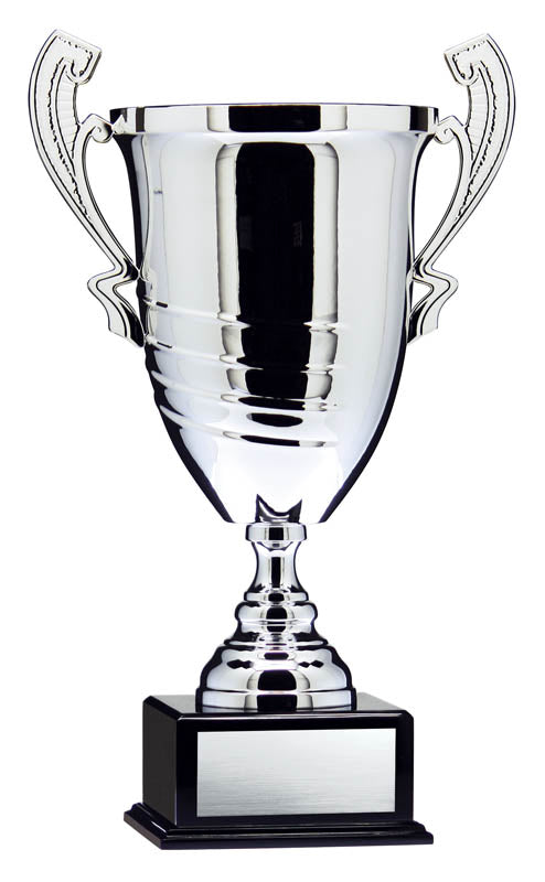 Prestige Series Silver Cup w/Handles on Black Piano Finish Base