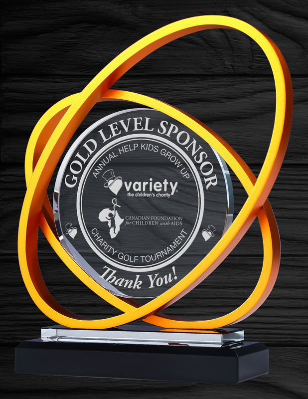 Shop Saturn Glass Award, Gold | Gass Trophy Award