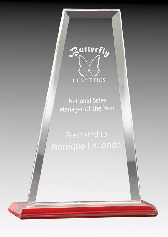 Glass Summit Clear with Red Base Custom Glass Awards Canada