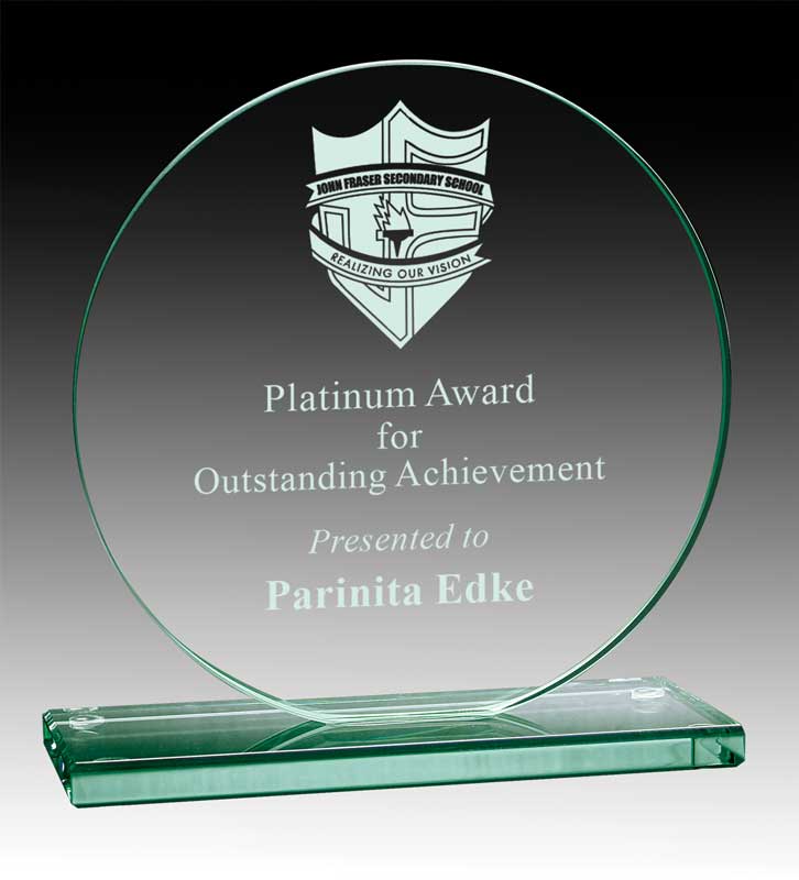 Glass Jade Circle Award | Custom Glass Trophies Canada