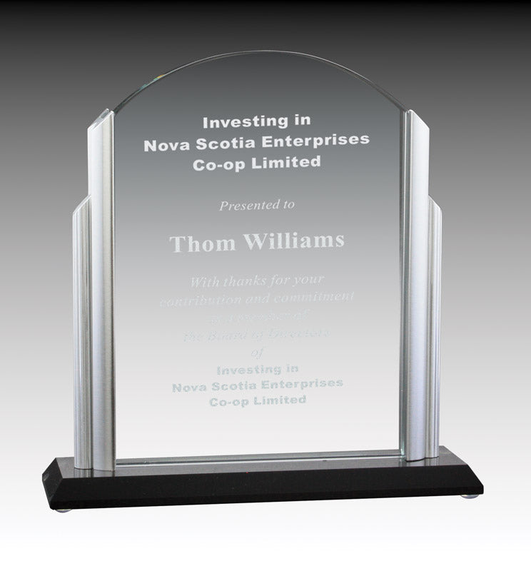 Buy Glass Curve with Aluminum Uprights - Glass trophy award