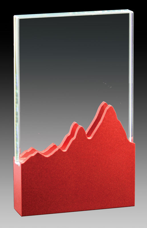 Glass with Red Aluminum Mountain Base – Custom Trophy