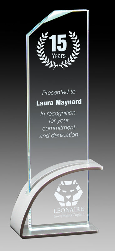 Glass Peak with Aluminum Base – Custom Glass Trophy