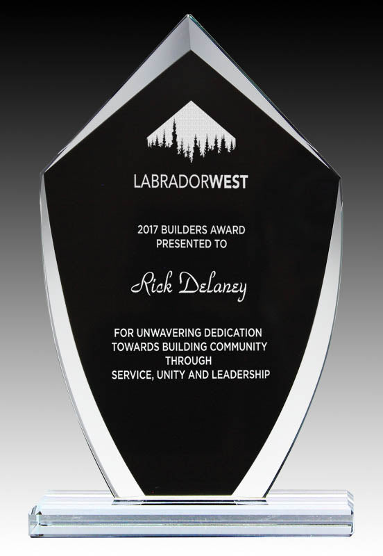 Onyx Series Shield Clear/Black Glass | Custom Glass Trophies