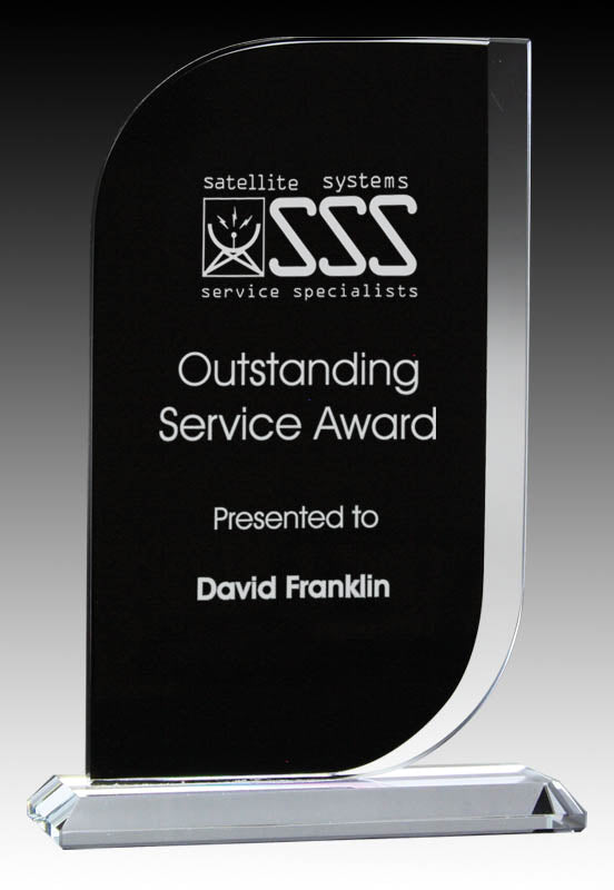 Buy Onyx Series Wave Clear/Black Glass Custom Trophy & Medals