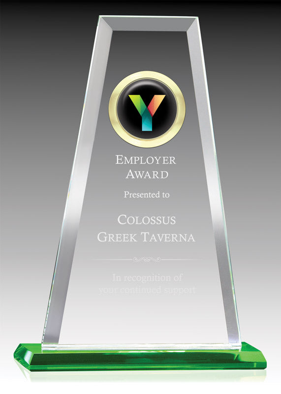 Glass Summit Clear with Green Base & Metal Insert Holder