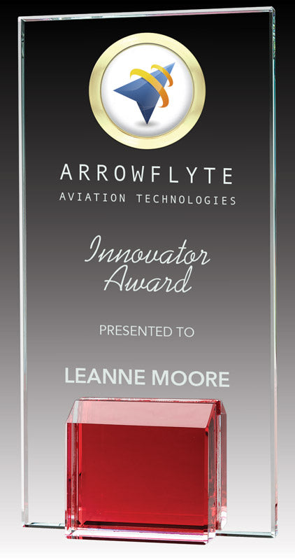 Buy Glass Plaque with Red Base Glass Trophy for Every Achievement