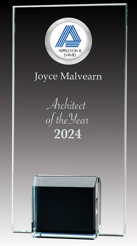 Glass Plaque with Black Base Stylish Award for Every Moment