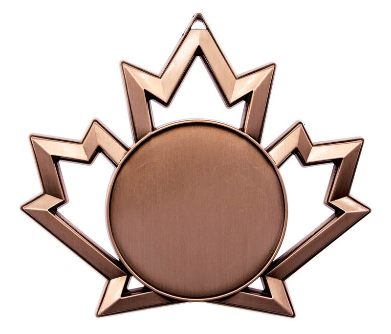 4" Custom Maple Leaf Medal