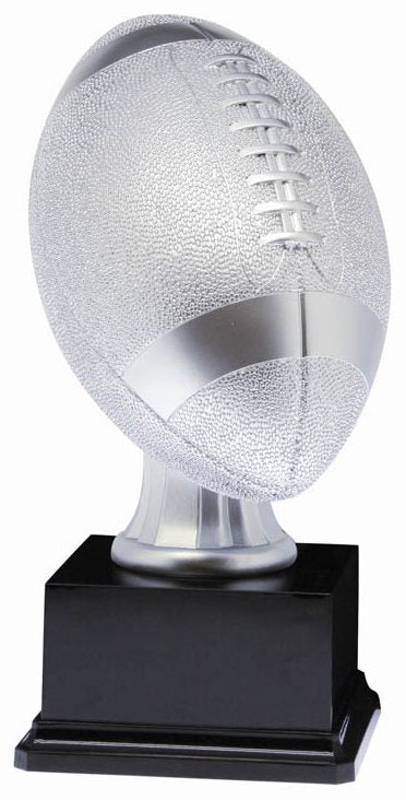 Football Resin on Black Base, Silver 14″
