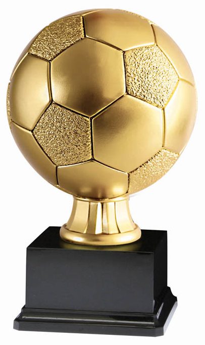 Soccer Resin on Black Base, Gold 13½"