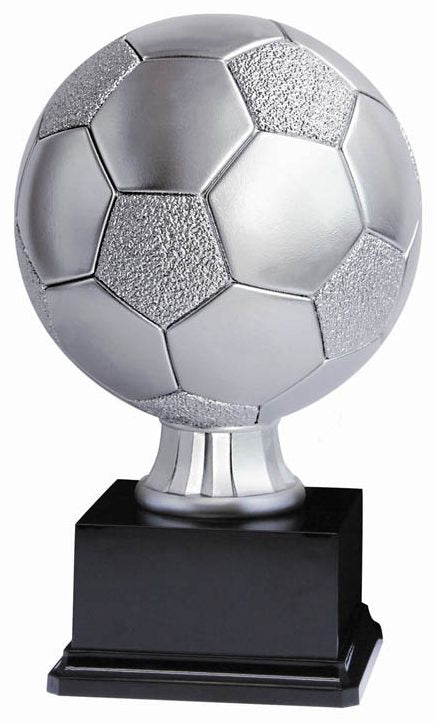 Soccer Resin on Black Base, Silver 13½"