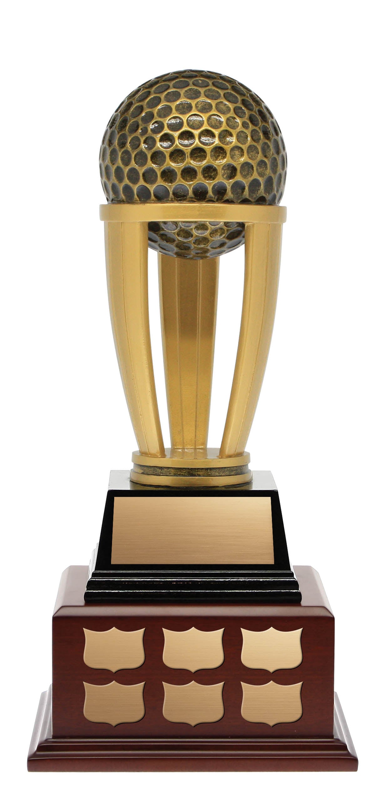 Golf Titan Resin Annual Trophy on Matte Mahogany Base