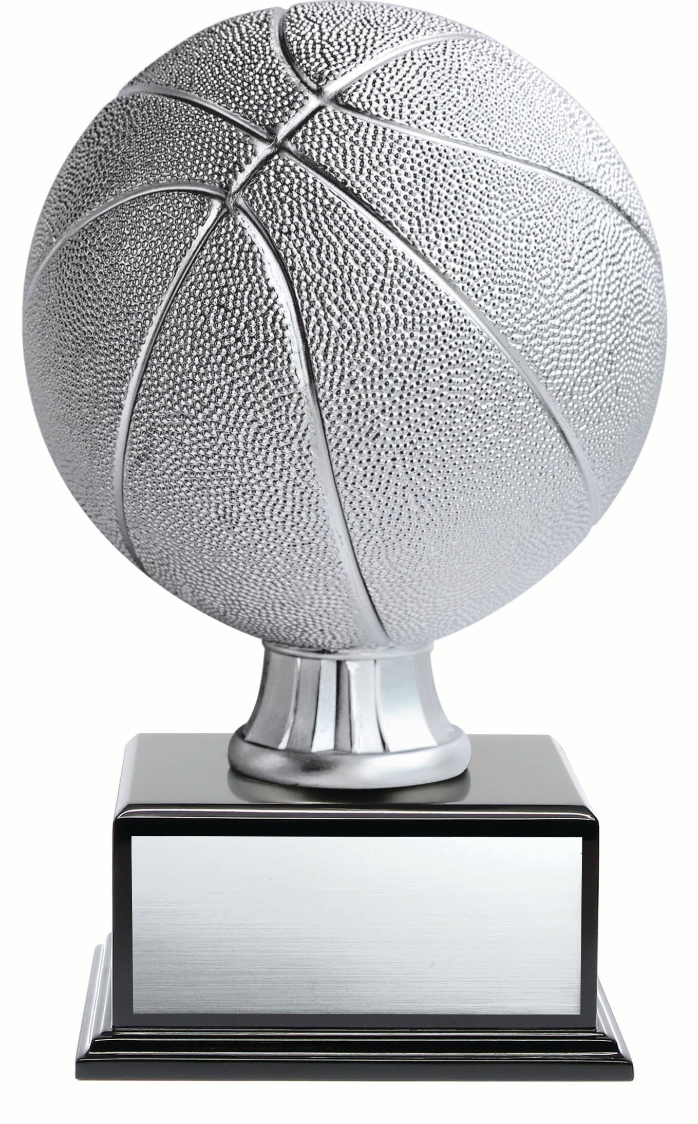 Basketball Resin Trophy, on Wooden Base, Silver