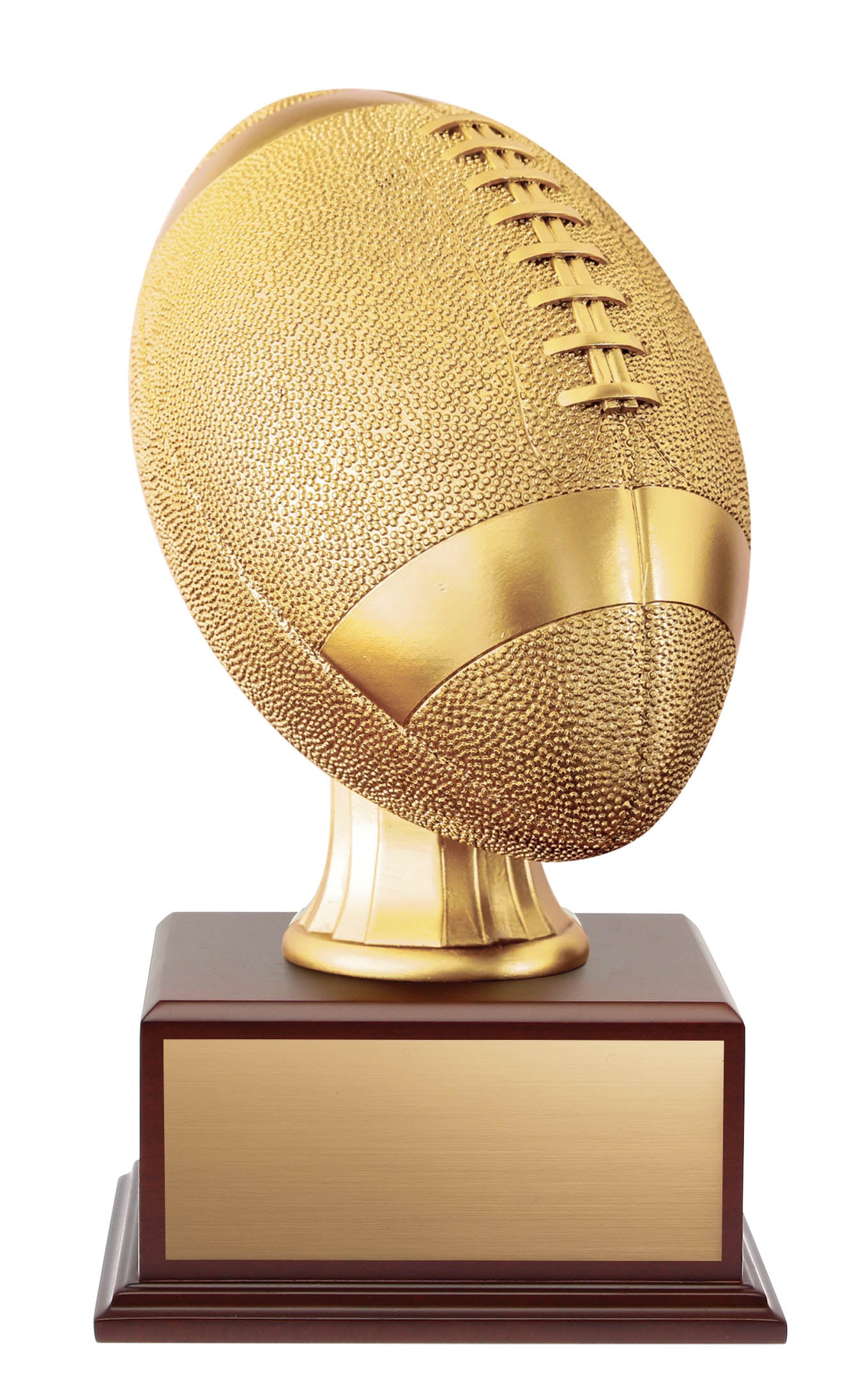 Football Resin Trophy, on Matte Mahogany Base, Gold 14″
