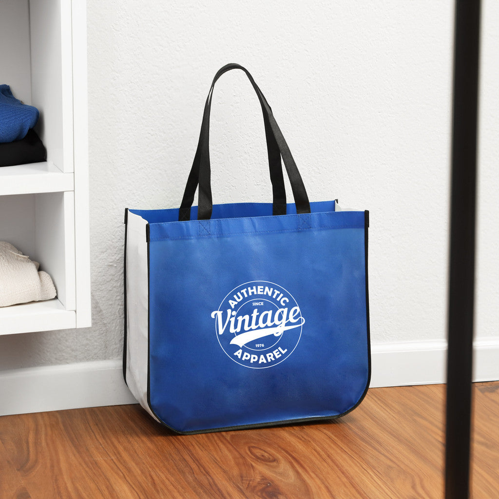 Blue-White Extra Large Recycled Shopping Tote