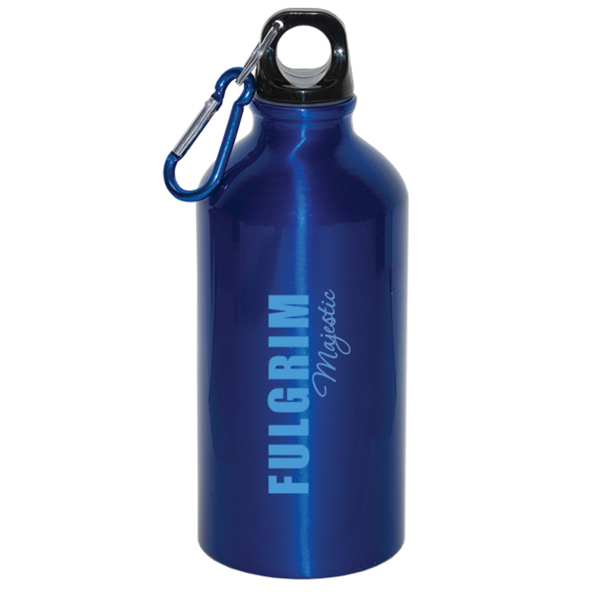 Blue Aluminum Water Bottle With Carabiner