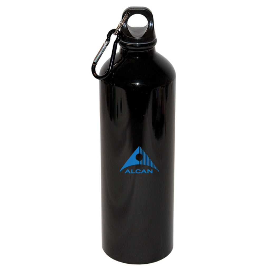 Black 750 Ml Aluminum Water Bottle With Carabiner