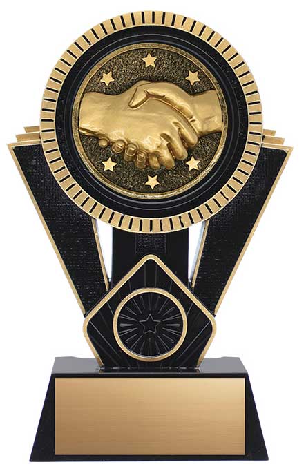 Apex Handshake/Sportsmanship Trophy, Black and Gold