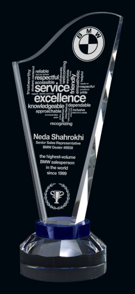 9¼" Blue Harp Crystal Award