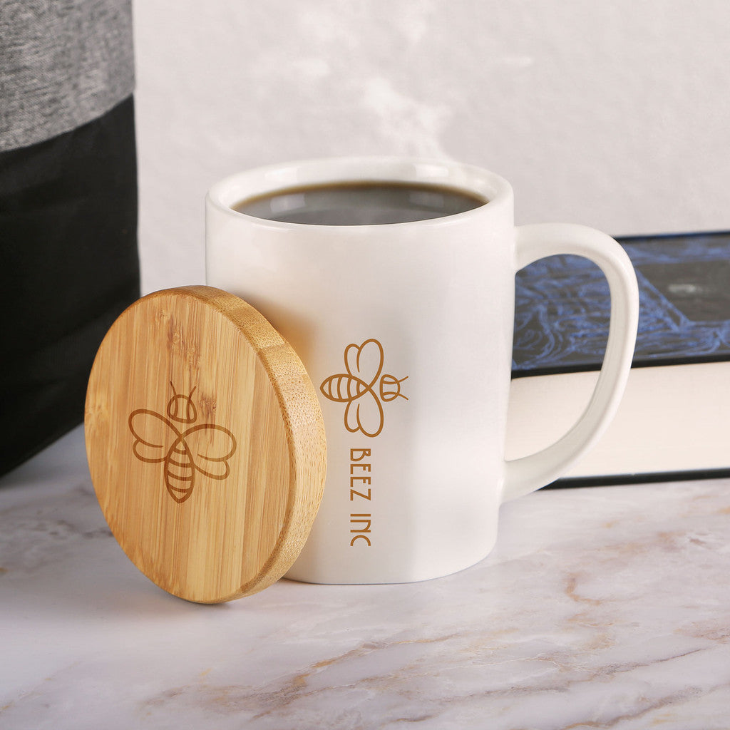 Chic Mug With Bamboo Lid | Glass & Stoneware Coffee Cup