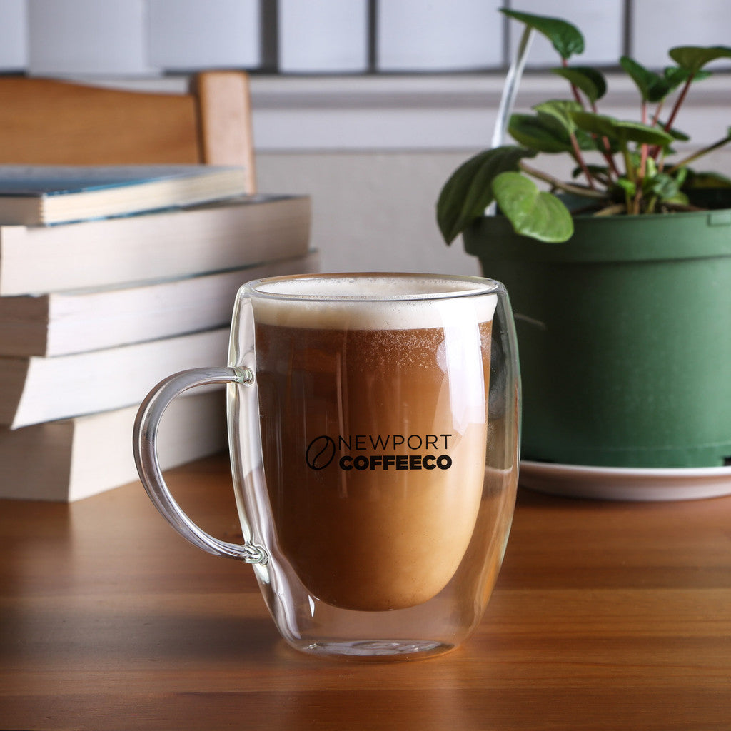 350 Ml. (12 Fl. Oz.) Clearview Glass Mug With Coffe