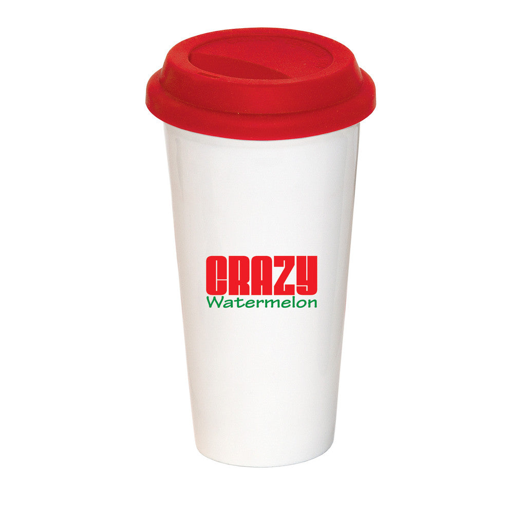 Red 17 Fl. Oz. Mug with Silicone Lid White mug