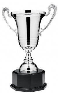 Extra Large Fluted Silver Cup on Hex Base