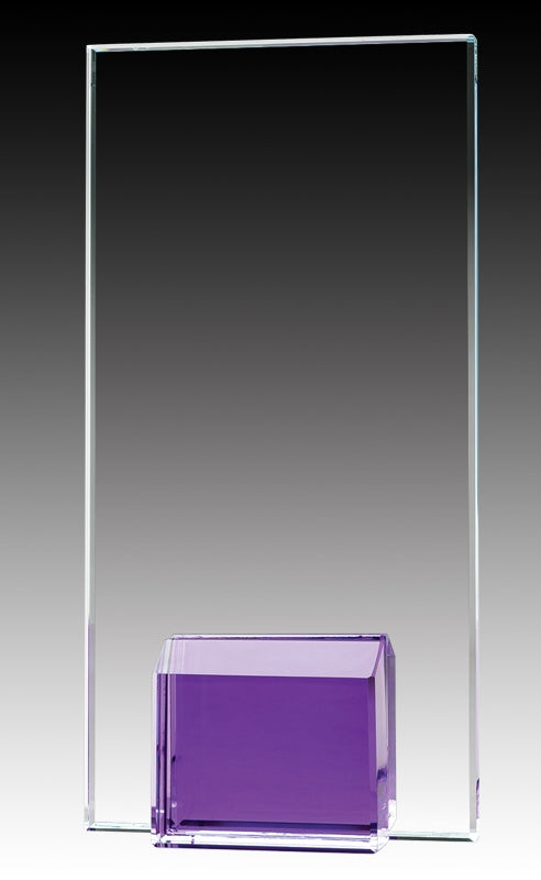 Glass Plaque Violet Base Unique Crystal Awards