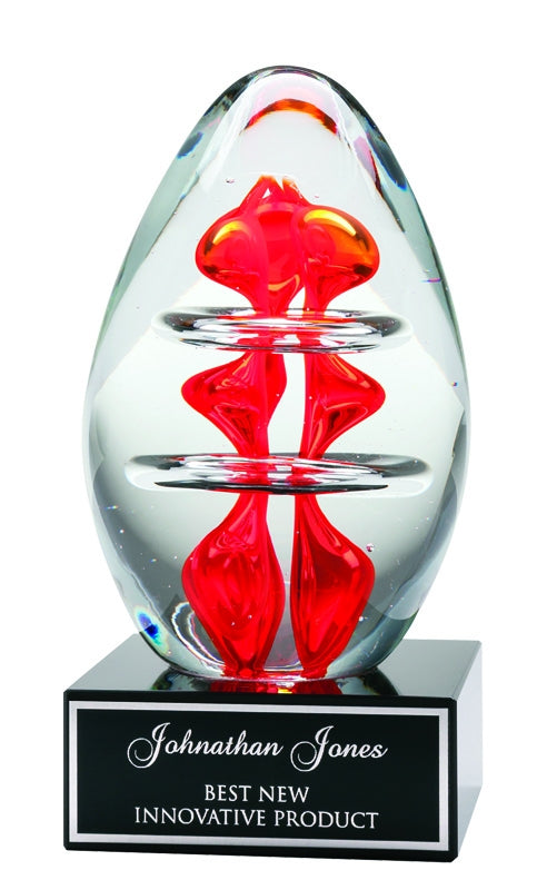 Buy Red Oval Art Glass - Custom Glass Trophy Award