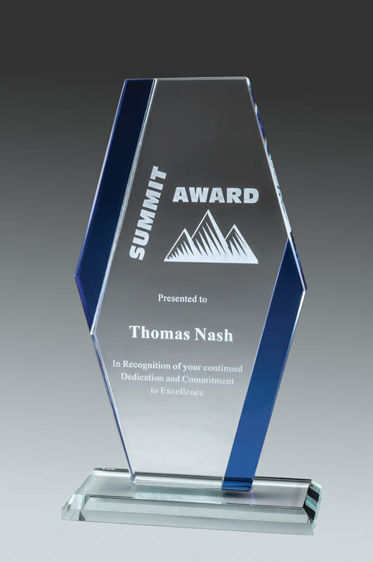 Glass Clear Pillar, Blue Accent