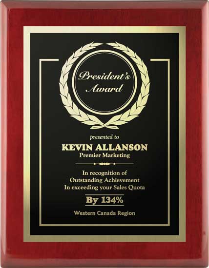 Elegant Rosewood Piano Finish Wood Plaque | Plaque Engraving