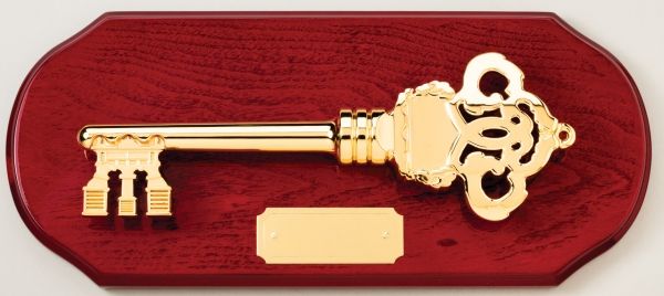 Cherry Finish Plaque with Heavy Die Cast Key | Plaque Canada