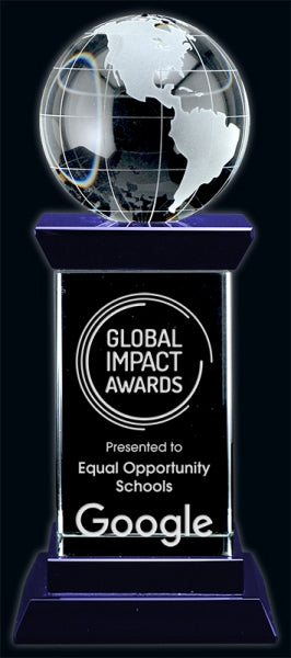 Buy Optic Crystal Diplomat Globe Award | Premium Crystal Trophy