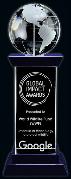 Buy Optic Crystal Diplomat Globe Award | Premium Crystal Trophy