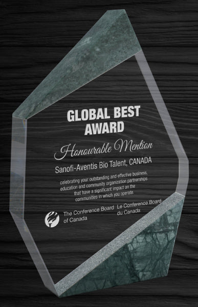 Sanctuary Crystal & Marble Trophy - Crystal Awards Canada