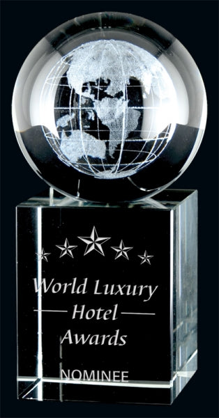 Order Custom Optic Crystal 3D Globe Awards At awards4u