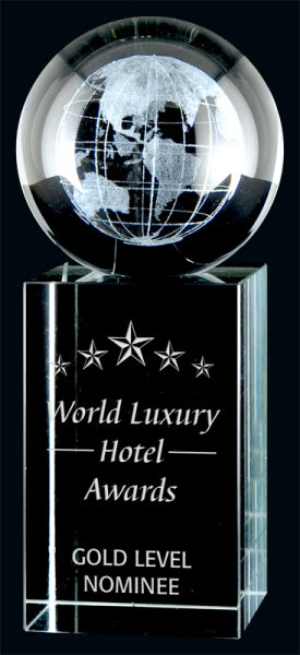 Order Custom Optic Crystal 3D Globe Awards At awards4u