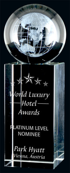 Order Custom Optic Crystal 3D Globe Awards At awards4u