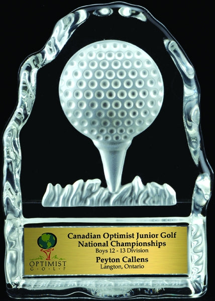 Elegant Golf Tee Iceberg Glass Award