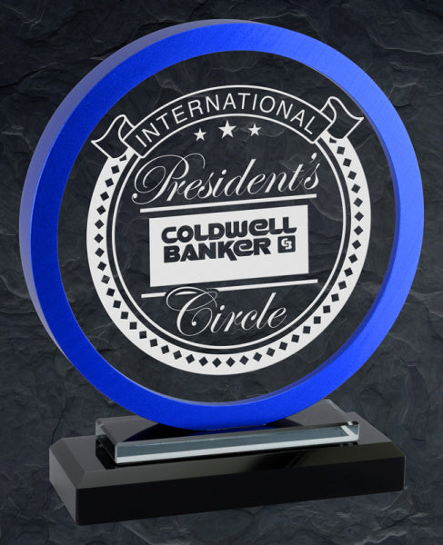 Jupiter Glass Award, Blue | Custom Glass Trophy Canada