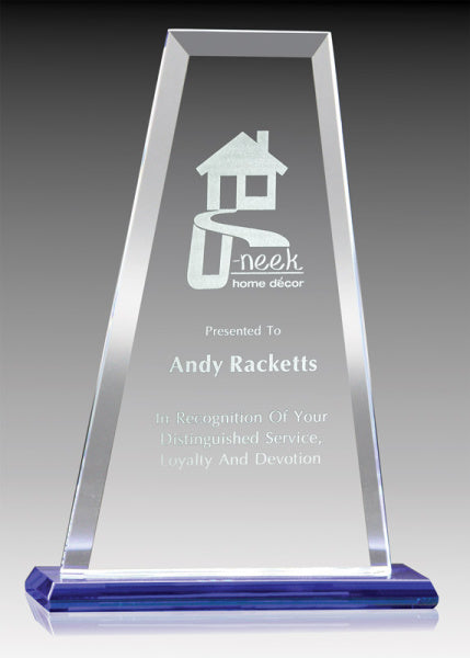 Gemstone Series Blue Glass Summit | Premium Glass Trophy