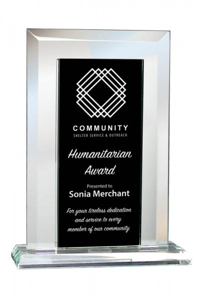 Black & Mirror Reflection Glass Award | Glass Trophies In Canada