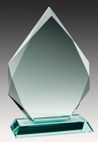 Custom Jade Glass Diamond Shape Trophy | Glass Awards Engraved