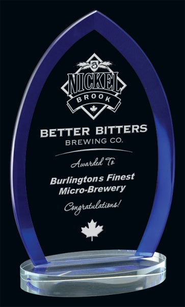 Pearson Blue Glass Trophy | Custom Engraved Awards Canada